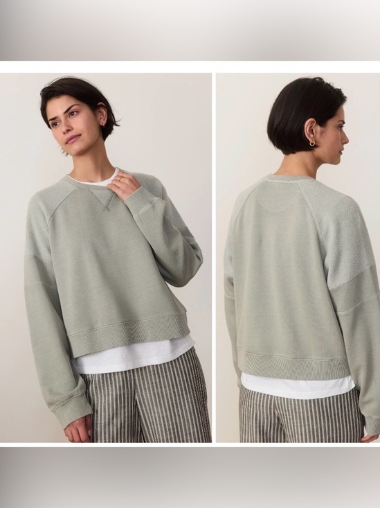 Marine Layer Tops - Marine Layer Cloud 9 Cropped Pullover Sweatshirt Women's Medium Shadow Green